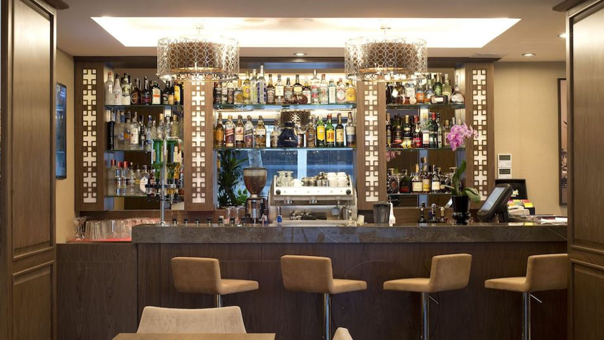 Lobby Bar counter and shelves